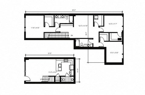 Floor plan for 3 beds, 2.5 baths, 1792 sqft